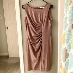 Calvin Klein Taupe Gathered Sheath Dress